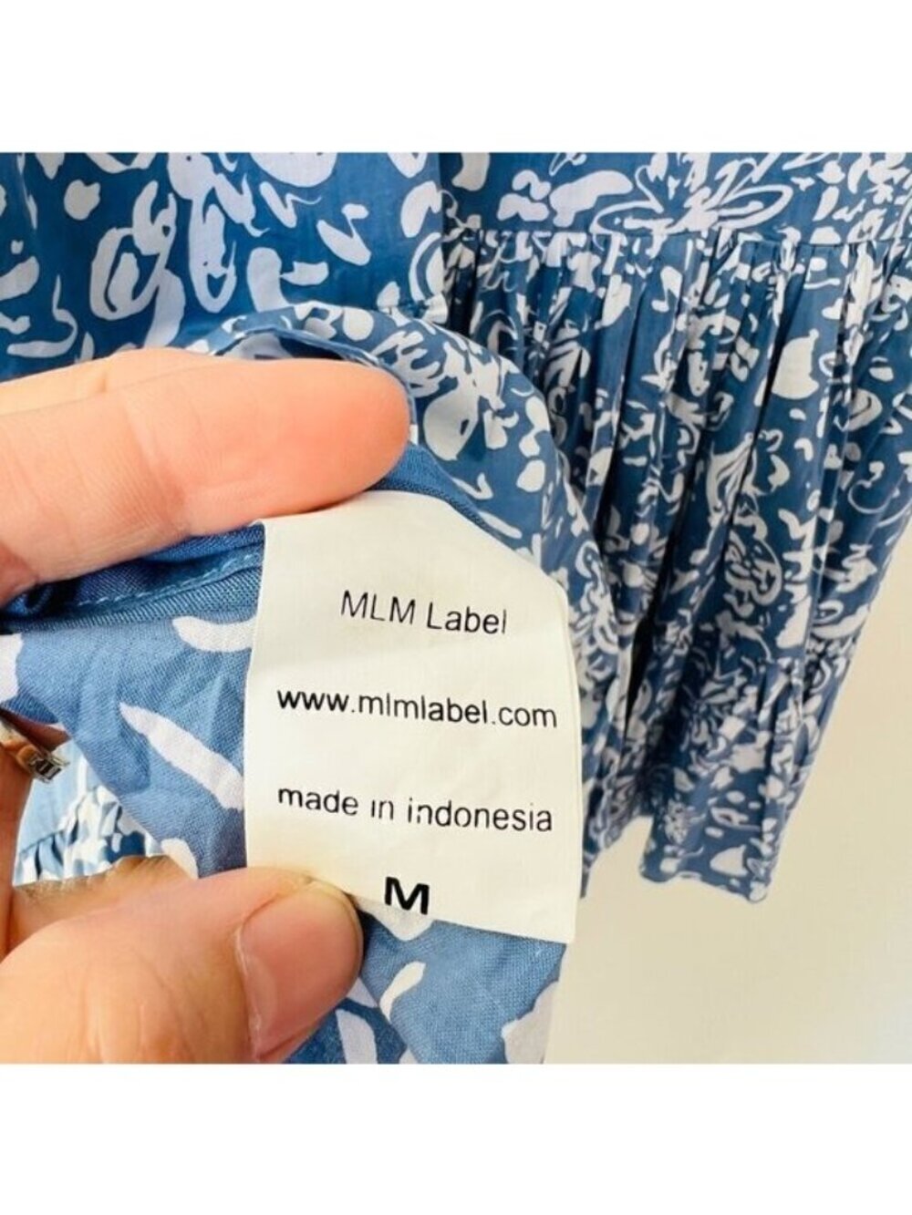 MLM The label relaxed tiered mini dress, blue floral cotton, Size M - Picture 8 of 8